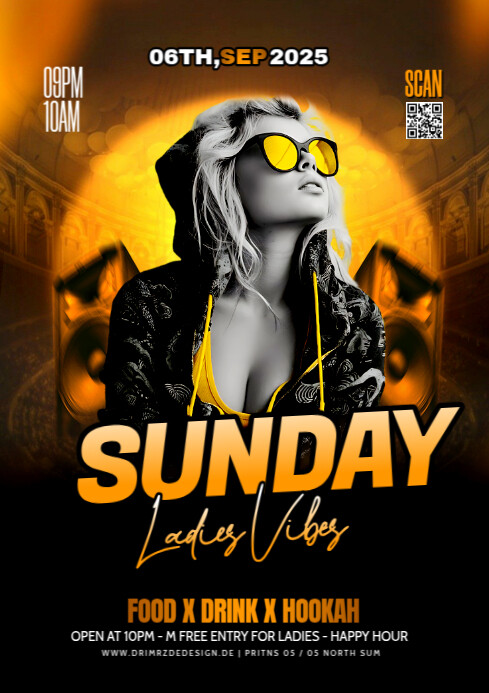 Black Maximalist Sunday Ladies Vibes A4 template