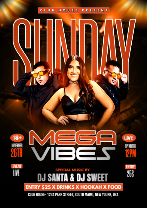 Black Maximalist Sunday Mega Vibes A4 template