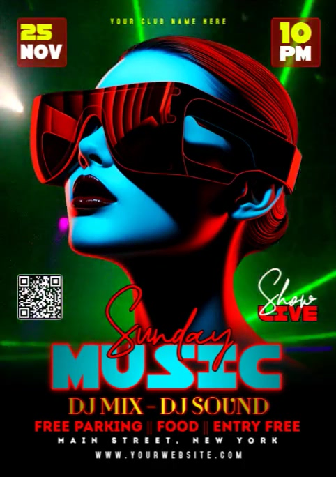 Black Maximalist Sunday Music Party A2 template