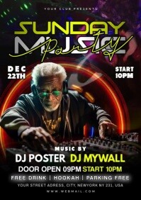 Black Maximalist Sunday Music Party A4 template