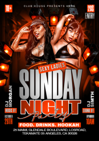 Black Maximalist Sunday Night Party A4 template