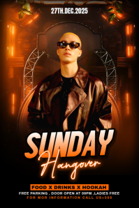 Black Maximalist Sunday Night Party Banner 4' × 6' template