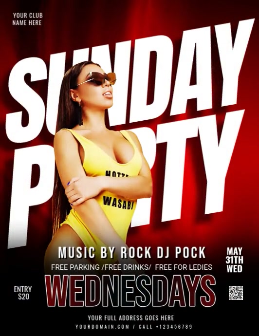 Black Maximalist Sunday Night Party Flyer (us Letter) template