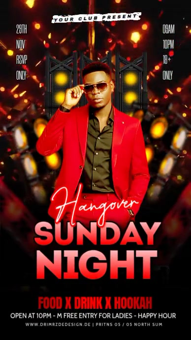 Black Maximalist Sunday Night Party Instagram Story Template | PosterMyWall