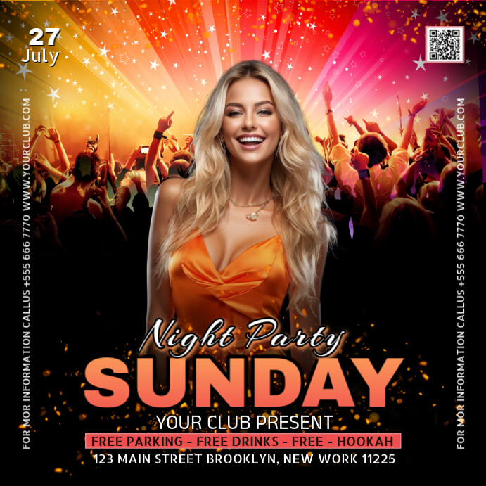 Black Maximalist Sunday Night Party Instagram Post template