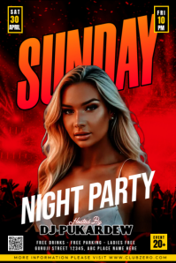 Black Maximalist Sunday Night Party Poster Plakat template