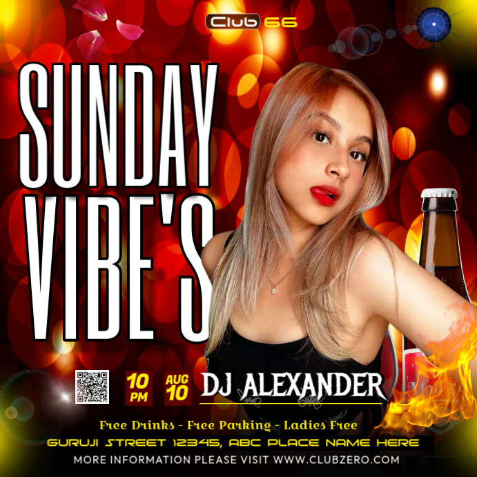 Black Maximalist Sunday Night Party Square (1:1) template