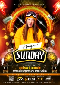 Black Maximalist Sunday Party Flyer A4 template