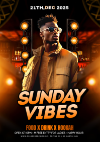 Black Maximalist Sunday Party Flyer A4 template