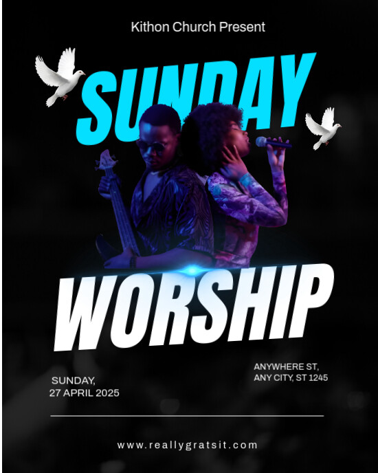 Black Maximalist Sunday Servic Instagram Portrait Template | PosterMyWall