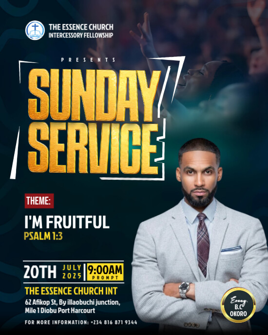 Black Maximalist Sunday Service Church Flyer Template Instagram Portrait