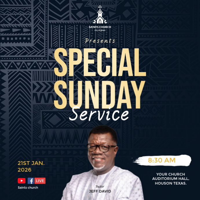 Black Maximalist Sunday Service Church Social Media Template Instagram ...