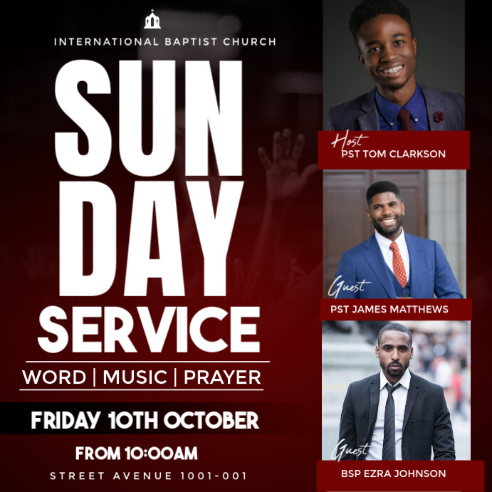 Black Maximalist Sunday Service Flyer Instagram Post Template ...