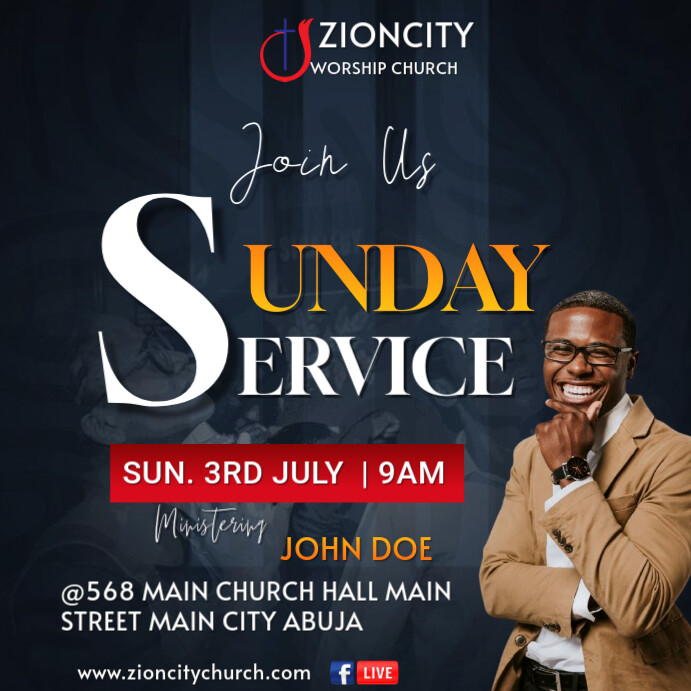 Black Maximalist Sunday Service Instagram Post Template | PosterMyWall