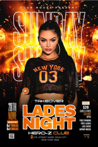 สีดำ Ladies Night Club Event Póster Template
