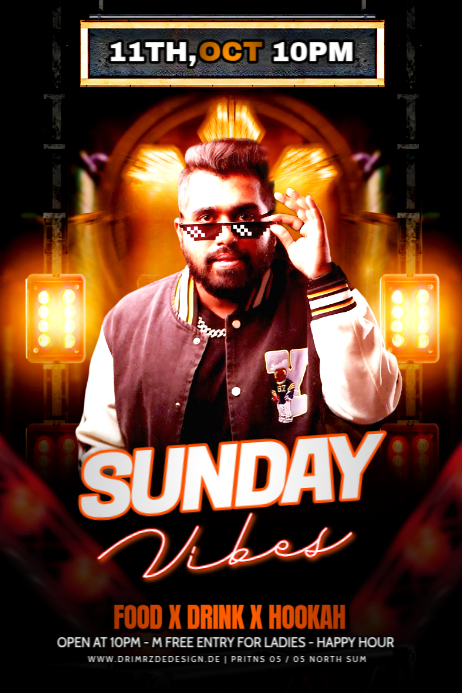 Black Maximalist Sunday Vibes Party Banner 4' × 6' template