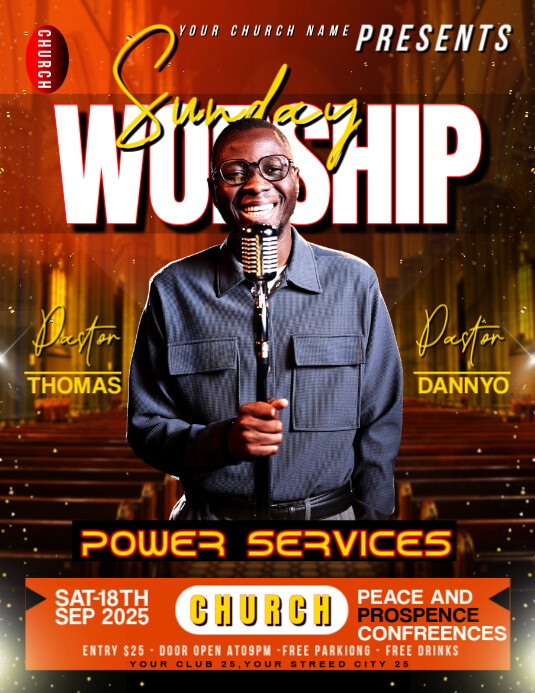 Copy of Black Maximalist Sunday Worship Church Services Flyer (us ...