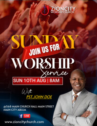 Black Maximalist Sunday Worship Invitation Service  Flyer (us Letter) template