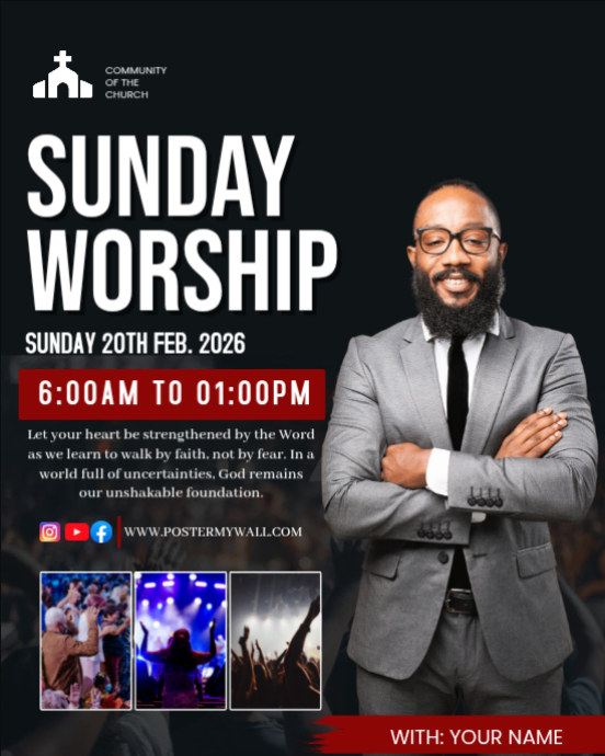 Copy of Black Maximalist Sunday Worship Service Instagram Portrait ...