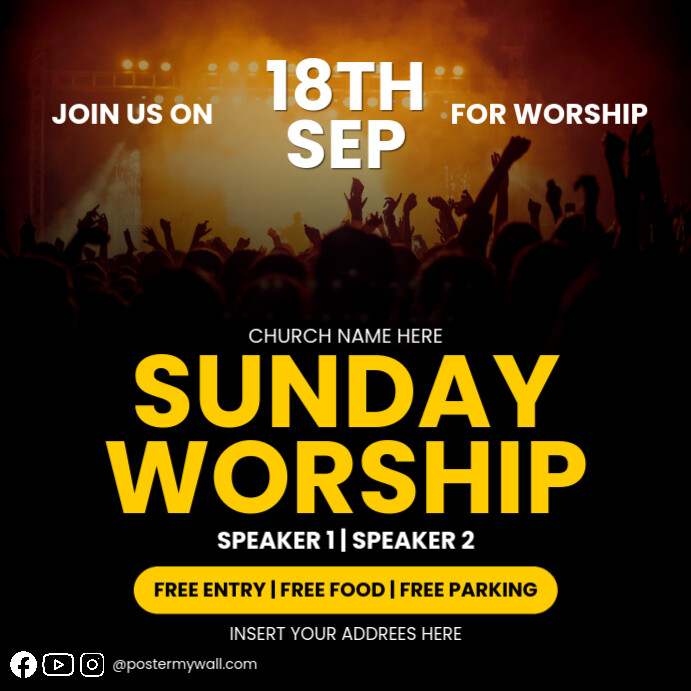 Black Maximalist Sunday Worship Service Invitation Instagram Post ...