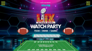 Czarny Super Bowl Watch Party Digitalt display Template