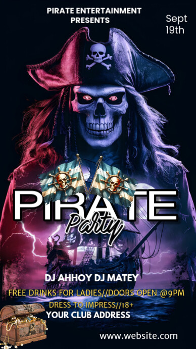 Black Maximalist Talk Like A Pirate Party Wh Template | PosterMyWall