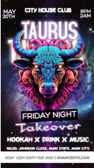 Black Maximalist Taurus Party  Instagram Reel template