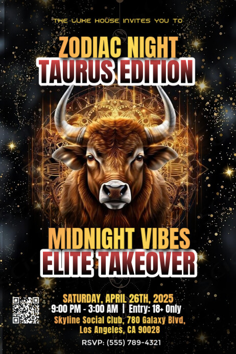 Copy of Black Maximalist Taurus Zodiac Party Poster | PosterMyWall