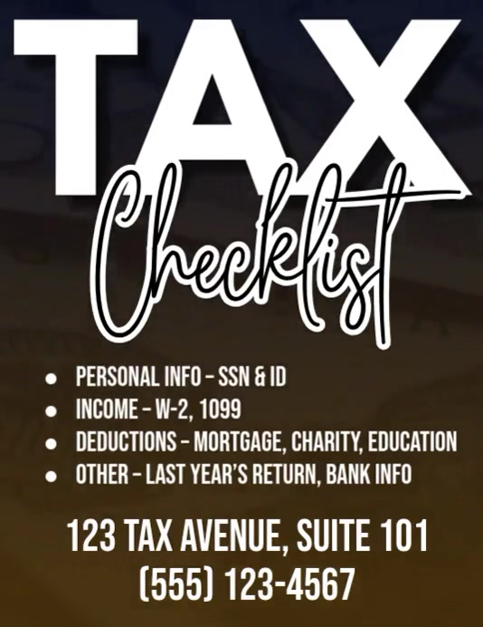 Copy of Black Maximalist Tax Checklis Flyer (us Letter) | PosterMyWall
