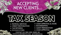 Black Maximalist Tax Prep Services Business Card template