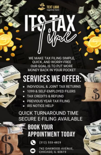 Black Maximalist Tax Season Flyers Tabloid Tabloide template