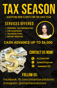 Black Maximalist Tax Season Flyers Tabloid template