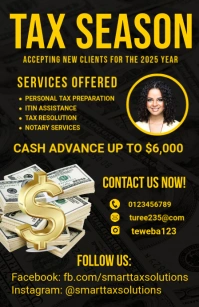 Black Maximalist Tax Season Flyers Tabloid template