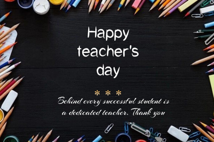 Black Maximalist Teacher's Day Card Label Etykieta template