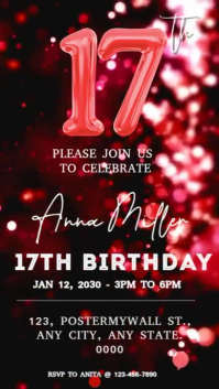 Black Maximalist Teen Birthday Party Invite  Instagram Reel template