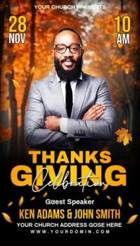 Black Maximalist Thanksgiving Church Flyer Business Card Cartão de visita template