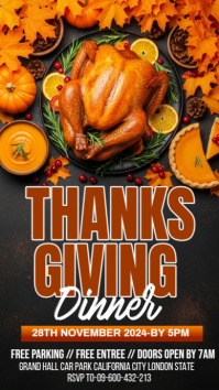 Black Maximalist Thanksgiving Dinner Invite Instagram Story template