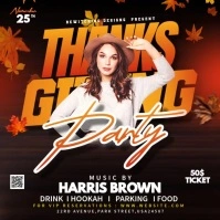 Black Maximalist Thanksgiving Party Ad Square (1:1) template