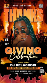 Black Maximalist Thanksgiving Party Flyer Business Card Wizytówka template