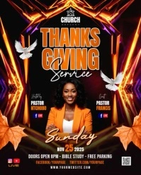 Black Maximalist Thanksgiving Service Flyer Instagram Portrait template