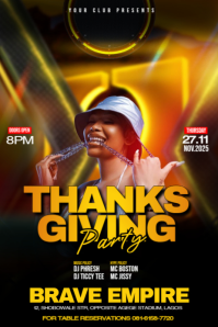 Black Club Thanksgiving Party Pinterest-Grafik Template