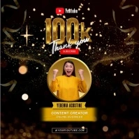 Black Maximalist Thanyu For Subscribe Square Isikwele (1:1) template