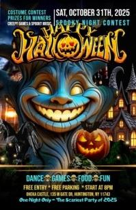 Black Maximalist The Haunted Night – Halloween Costume Party 2025 Half Page Wide Halv side bred template