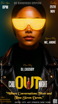 Black Maximalist The Image Is A Sleek, Dark, And Stylish Flyer Or Poster For An Event Called "chil O Instagram Story template