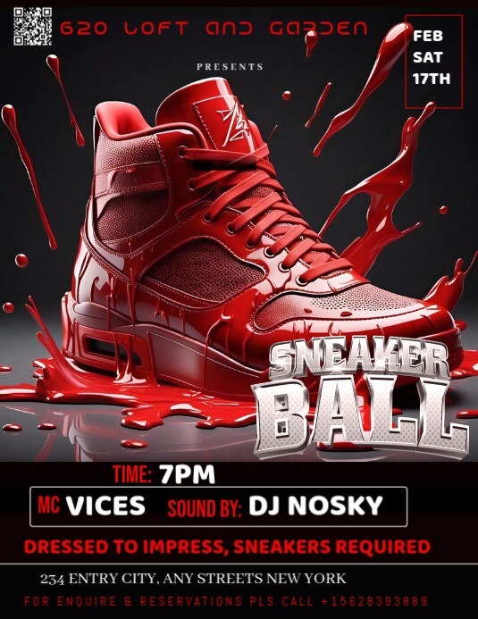 Black Maximalist The Image Is A Visually Striking Event Flyer For A Sneaker Ball Flyer (us Letter) template