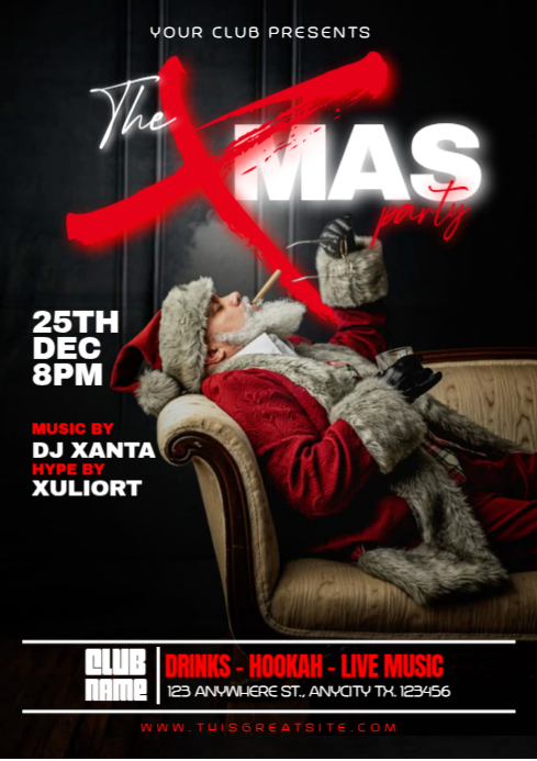 Plantilla de Black Maximalist The Xmas Party A4 | PosterMyWall