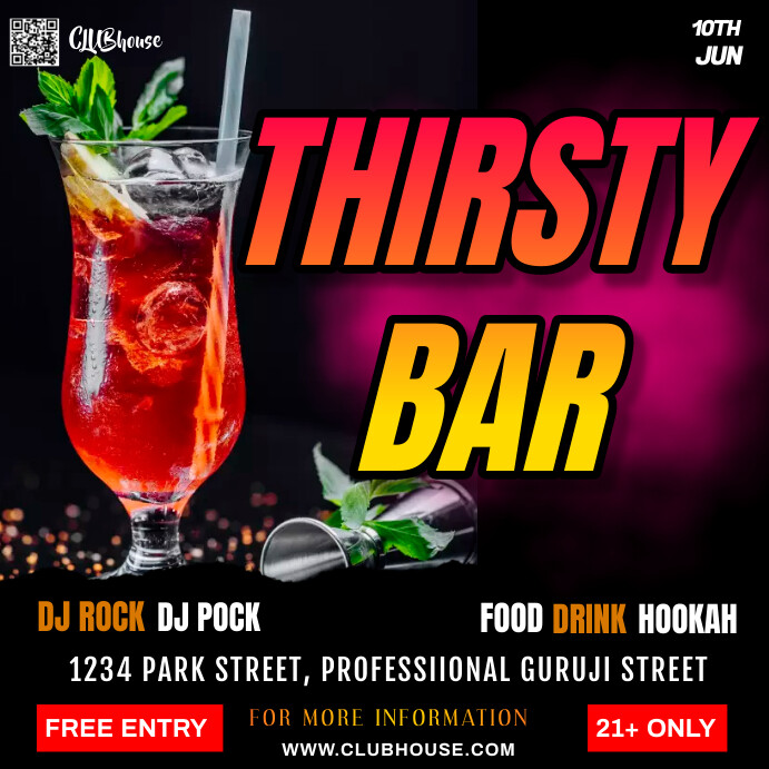Copy of Black Maximalist Thirsty Bar Ads Instagram Po | PosterMyWall