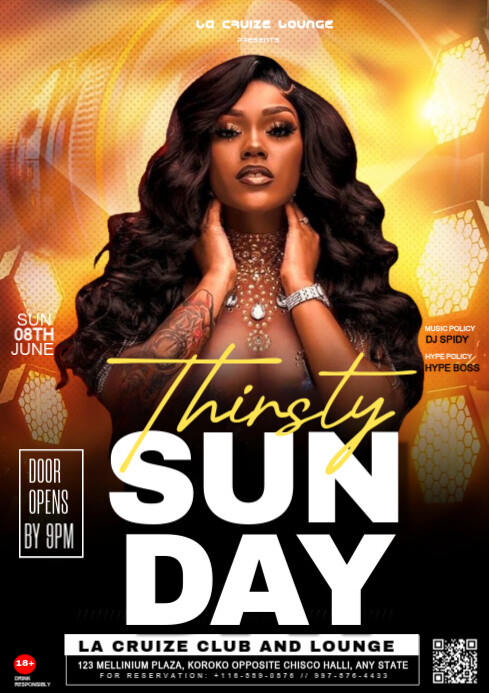 Black Maximalist Thirsty Sunday  A4 template