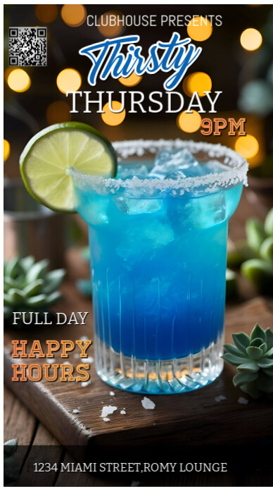 Black Maximalist Thirsty Thursday,bar Flyer Digital Display (9:16) template