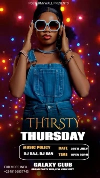Black Maximalist Thirsty Thursday Night Party  Instagram Reel template